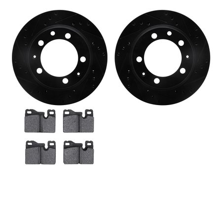 DYNAMIC FRICTION CO 8302-02012, Rotors-Drilled and Slotted-Black with 3000 Series Ceramic Brake Pads, Zinc Coated 8302-02012